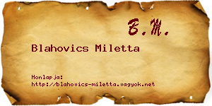 Blahovics Miletta névjegykártya
